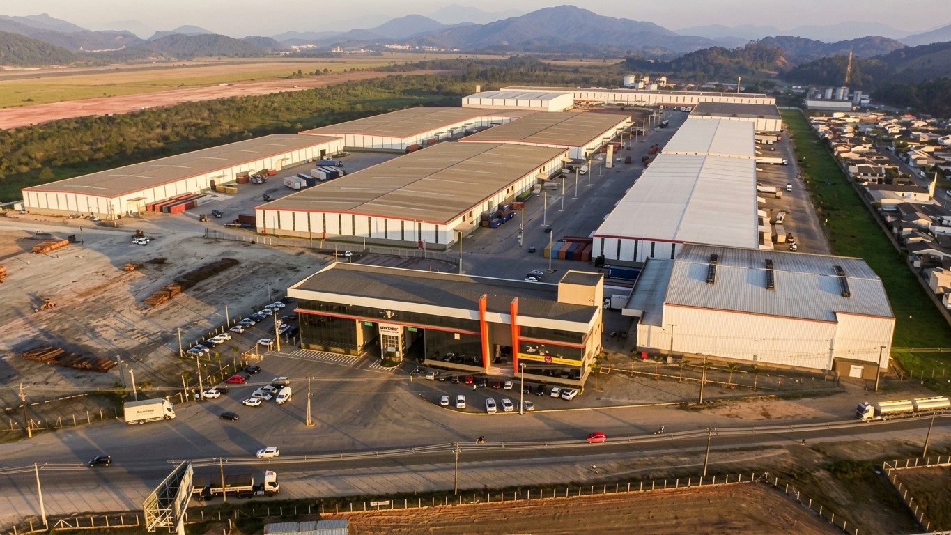 Vista aérea do centro de distribuição da RGM Internacional