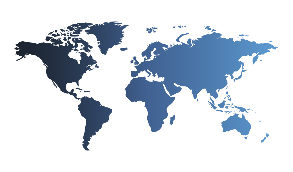 Mapa múndi indicando a operação da RGM Internacional entre o Brasil e Wan Chai, na China